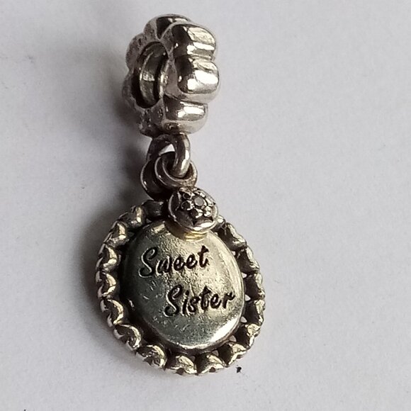 Pandora Sweet Sister Dangle Charm Ale 925 Sterling Silver - Picture 4 of 4